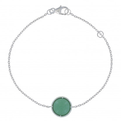 Bracelet Argent Rhodié Rond d'Aventurine