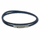 Bracelet Homme Double Tour Bicolore Cuir Tréssé Rond pour Poignet 19cm
