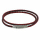 Bracelet Homme Double Tour Bicolore Cuir Tréssé Rond pour Poignet 19cm