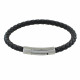 Bracelet Homme Cuir Tréssé Rond Bicolore 19cm