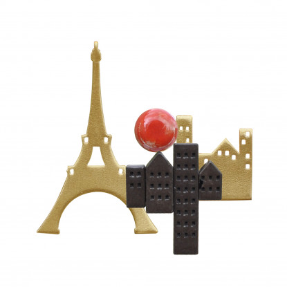 Broche Laiton Paris Petites Maisons en Porcelaine
