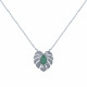 Collier Argent Rhodié Feuille et Ovale d'Aventurine