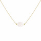 Collier Plaqué Or Pierre Ovale de Quartz Blanc