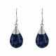 Boucles d'Oreilles Argent Goutte Bombée Coquillage Teinté Bleu