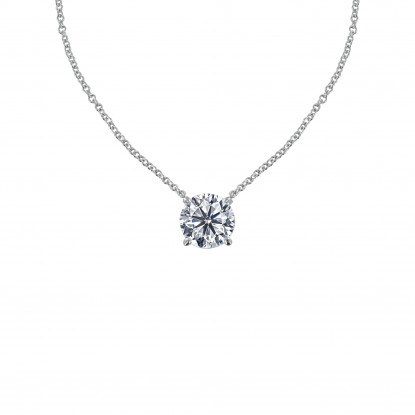 Collier Argent Rhodié Solitaire Cristal 7mm