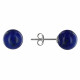 Boucles d'Oreilles Clou Argent Rhodié et Perles de Lapis Lazuli 8 mm
