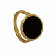 Bague Plaqué Or et Grand Disque d'Onyx Noir