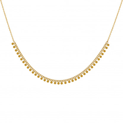 Collier Plaqué Or Mailles Gourmettes et Petites Breloques Rondes