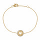 Bracelet Plaqué Or Médaille Ronde Coeur Ajouré et Strass