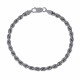 Bracelet Argent Rhodié Mailles Corde 4mm