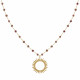 Collier Plaqué Or Soleil de Billes Ajouré et Perles Facettées Tourmaline Rose