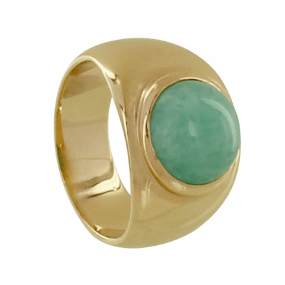 Bague Plaqué Or Large Demi Perle d' Amazonite
