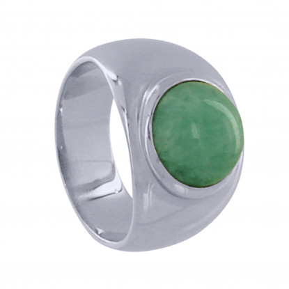 Bague Argent Rhodié Large Demi Perle d'Amazonite
