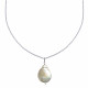 Collier Argent Rhodié Perle de Nacre Plate