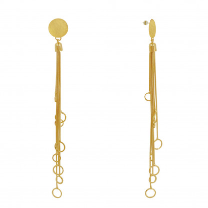 Boucles d'Oreilles Laiton Doré Long Fils Pendant et Anneaux