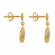 Boucles d'Oreilles Plaqué Or Médaille Ronde et Demi Perle de Larimar