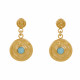 Boucles d'Oreilles Plaqué Or Médaille Ronde et Demi Perle de Larimar