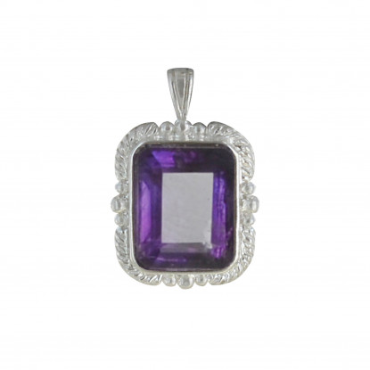 Pendentif Argent Rectangle d'Améthyste