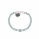 Bague Argent Elastique Bille et Trois Perles de Quartz Rose Facettée