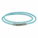 Bracelet Homme Double Tour Bicolore Cuir Tréssé Rond pour Poignet 19cm