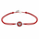 Bracelet Lien Médaille Argent Ronde Coeur Emaillée Rouge