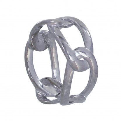 Bague Argent Rhodié Maillons Ovales Entrelacés