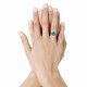 Bague Argent Rond Dentelé Turquoise