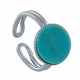 Bague Argent Rond Dentelé Turquoise