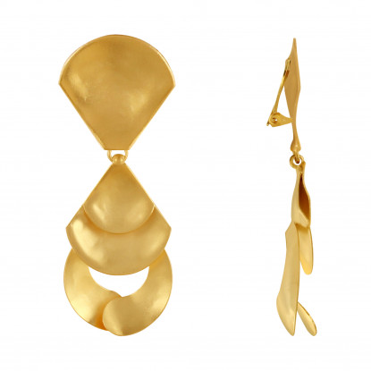 Boucles d'Oreilles Clip Laiton Doré Eventails