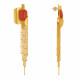 Boucles d'Oreilles Laiton Doré Formes Incurvés et Long Fils Pendant