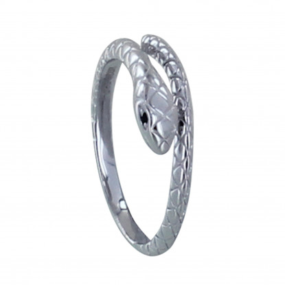 Bague Argent Serpent Fin Strass Noir