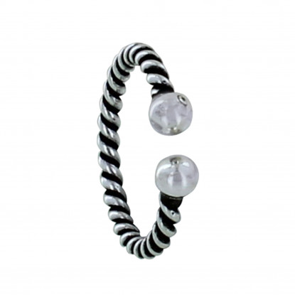 Bague Argent Corde Deux Perles