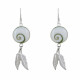 Boucles d'Oreilles Argent Oeil de Sainte Lucie et Deux Petites Plumes