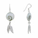Boucles d'Oreilles Argent Oeil de Sainte Lucie et Deux Petites Plumes