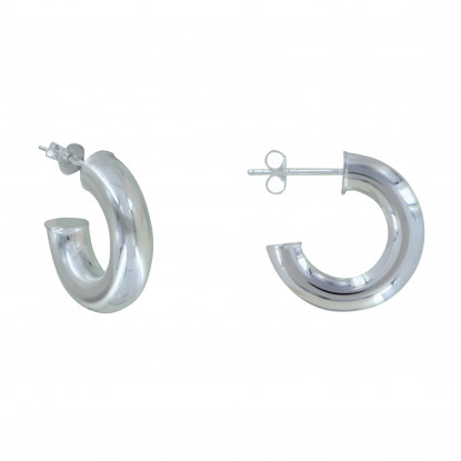 Boucles d'Oreilles Argent Demi Créoles Rondes
