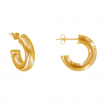 Boucles d'Oreilles Argent Doré Demi Créoles Rondes