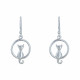 Boucles d'Oreilles Argent Anneau et Silhouette de Chat