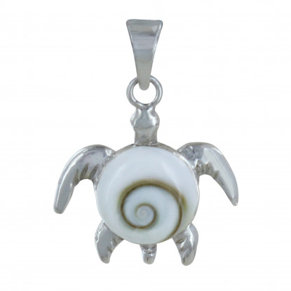 Pendentif Argent Tortue et Oeil de Sainte Lucie Rond