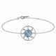 Bracelet Argent Médaille Ronde Soleil Ajouré et Demi Perle de Larimar