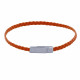 Bracelet Femme Tresse Plate en Cuir Mat Femoir Aimanté Métal Argenté