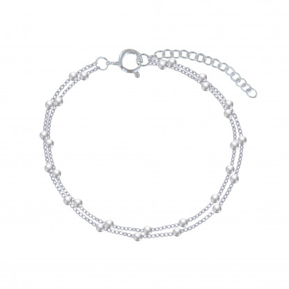 Bracelet Argent Billes Double Chaines