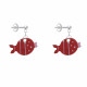 Boucles d'Oreilles Argent Petit Poisson à Pois et Lignes Emaillée