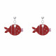 Boucles d'Oreilles Argent Petit Poisson à Pois et Lignes Emaillée