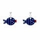 Boucles d'Oreilles Argent Petit Poisson à Pois et Lignes Emaillée