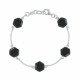 PHOTO A VE Bracelet Argent Cinq Hexagones d'Onyx Noir Facetté