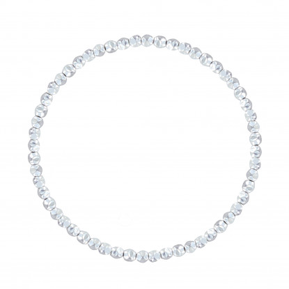 PHOTO Bracelet Argent Elastique Perles Facettées