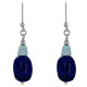 Boucles d'Oreilles Argent Galet de Lapis Lazuli et Pépite de Larimar
