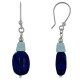 Boucles d'Oreilles Argent Galet de Lapis Lazuli et Pépite de Larimar