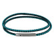 Bracelet Homme Double Tour Bicolore Cuir Tréssé Rond pour Poignet 19cm