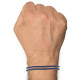 Bracelet Homme Double Tour Bicolore Cuir Tréssé Rond pour Poignet 19cm